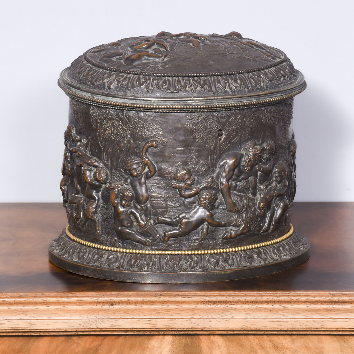 Rare Gilded Bronze 2-Part Victorian Tea Caddy with Original Gilt Fittings